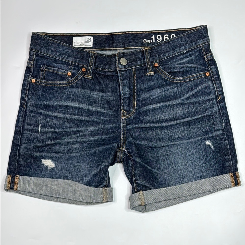 Gap Sexy Boyfriend Rolled Cuff Dark Wash Shorts Size 24